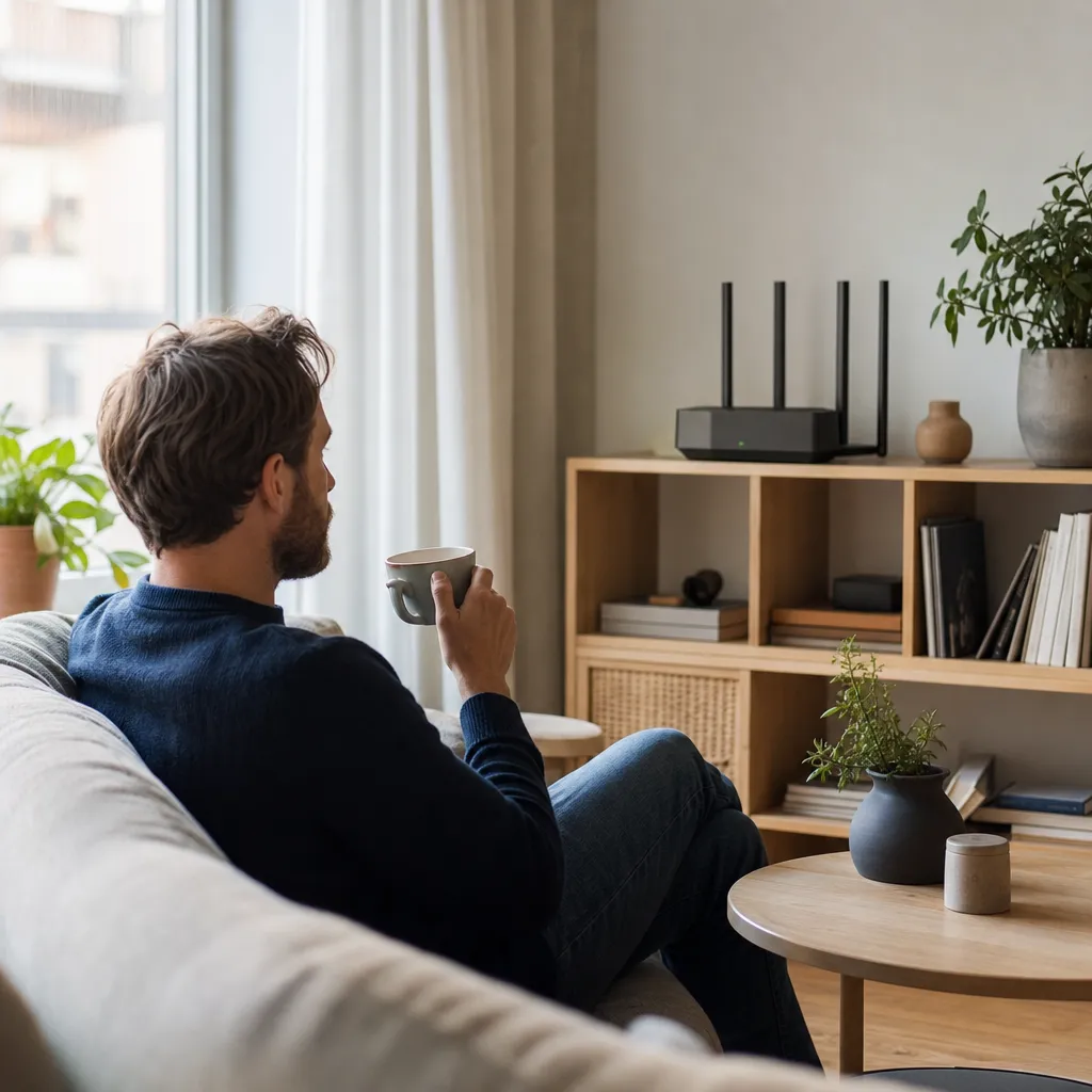 Tele2 mobilt bredband i svenskt vardagsrum — fri surf via 5G-router