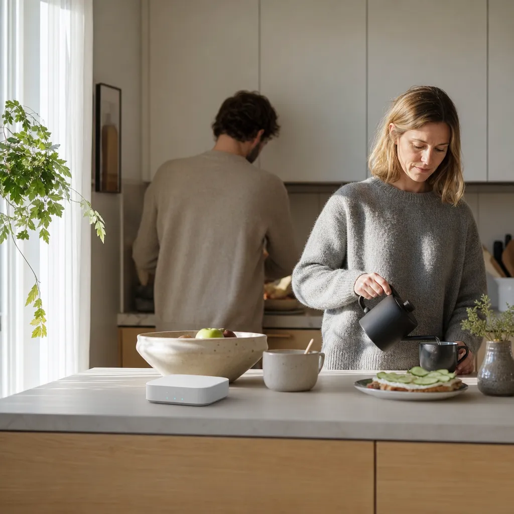 Telenor mobilt bredband i ett skandinaviskt kök — fri surf och 15 GB-paket för vardagsbruk