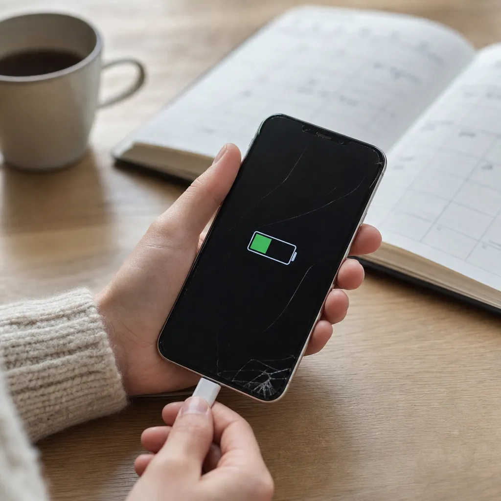 Mobilskärm som visar låg surfmängd kvar med kalender bredvid